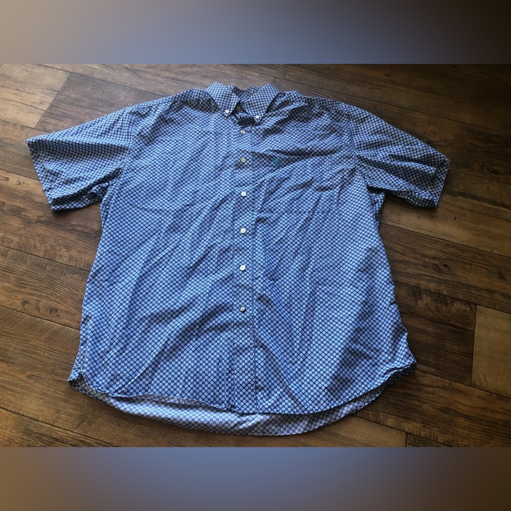 Ariat Button Up Shirt Mens XL Cowboy Rodeo Western Short Sleeve Pocket Blue